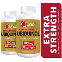 Qunol Ubiquinol 200mg, Powerful Antioxidant for Heart and Vascular Health, Essential for Energy Production, Natural Supplement Active Form of CoQ10, 60 Count Twin Pack