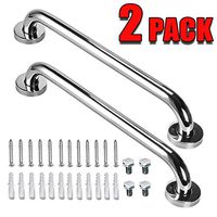 2 Pack 16 Inch Shower Grab Bar, ZUEXT Chrome Stainless Steel Bathroom Grab Bar, Shower Handle, Bathroom Balance Bar, Safety Hand Rail Support - Handicap, Elderly, Injury, Senior Assist Bath Handle