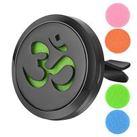 Garden Charms 30mm Car Aromatherapy Essential Oil Diffuser Stainless Steel Locket Air Freshener with Vent Clip 5 Felt Pads-Black (Yoga)