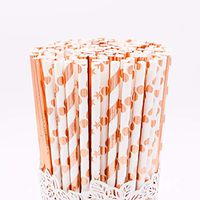 Minibaaa 200-Pack Biodegradable Rose Gold Paper Straws, 7.75'' Long, Eco-Friendly, Bulk Paper Drinking Straws for Cocktail, Smoothie, Juice, Milkshake, Party Supplies, Decorations
