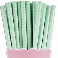 Free DHL 500 pcs Mint Chevron Paper Straws Bulk, Mint Green and White Zig Zag Paper Drinking Straws for Holiday Party, Wedding, Birthday, Mason Jar Straws