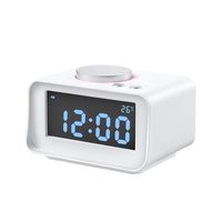 Uper Digital Alarm Clock Radio with USB charging Port, Clock, Alarm, FM Radio, Thermometer and LCD screen for Bedroom, Kitchen, Hotel, White