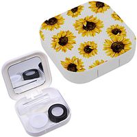 Portable Contact Lens Case Box Travel Kit Mirror + Bottle + Tweezers Container Holder [ Sunflower ]