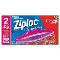 Ziploc Storage Bags, For Food, Sandwich, Organization and More, Smart Zipper Plus Seal, Quart, 48 Count, Pack of 3 (144 Total Bags)