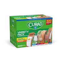 Curad Assorted Bandages Variety Pack 300 Pieces, Including Antibacterial, Heavy Duty, Fabric, and Waterproof Bandages