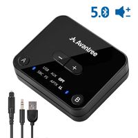 [ 2020 ] Avantree Bluetooth 5.0 Transmitter for TV PC with Volume Control, aptX Low Latency Wireless Audio Adapter for 2 Headphones (Optical Digital, Aux, RCA, PC USB) 100ft Long Range - Audikast Plus