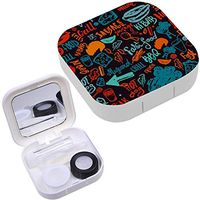 Portable Contact Lens Case Box Travel Kit Mirror + Bottle + Tweezers Container Holder [ BBQ Barbecue Grill Doodle ]