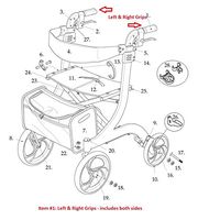 Left & Right Hand Grips for Drive Nitro Rollator, Model 10266-1 Pair