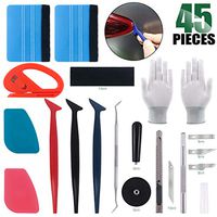 Keadic 47Pcs Car Vinyl Wrap Tool Kits, Felt Squeegees with Spare Fabric Felts, Vinyl Graphic Magnet Holders, Gloves, Zippy Vinyl Cutter, Utility Knife and Blades, Micro Squeegees and Storage Box