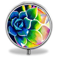 MLONE Pill Organizer - Round Stainless Steel Weekly Pill Case 3 Times-a-Day for Travelling/Pocket/Daily Needs, Medication Box Compartments to Hold Vitamins, Cod Liver Oil, Supplements (with Mirror)