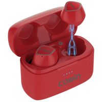 COWIN KY02 [2019 Upgraded] Wireless Earbuds True Wireless Earbuds Bluetooth Headphones with Microphone Bluetooth Earbuds Stereo Calls Extra Bass 36H for Workout(Charging Case Included) - Red