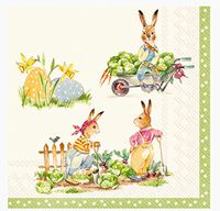 MesaFina Stories of Bunnies Cream Cocktail Beverage Paper Napkins, 40-ct