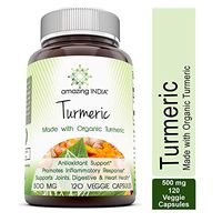 Amazing India Turmeric (Made with Organic Turmeric) 500 mg, 120 Veggie Capsules (Non-GMO) Per Bottle -Antioxidant Support* -Promotes Health Immunity* -Helps Maintain Healhy Digestive System*