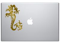 Mermaid Beauty Art - Tribal Decal Vinyl Removable Decorative Sticker for Wall, Car, Ipad, Macbook, Laptop, Bike, Helmet, Small Appliances, Music Instruments, Motorcycle [a] (gold)