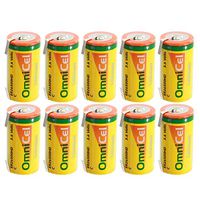 10x OmniCel ER26500HD 3.6V 6.5Ah Size C Lithium Battery with Tabs For Enhanced Vision, Flashlights, Communications, Smart Munitions, Unattended Sensors, Oxygen Concentrators, External Defibrillators