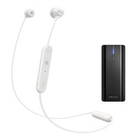 Sony WI-C300 Wireless In-Ear Headphones, White (WIC300/W) with compact 2200mAh Rechargeable Power Bank