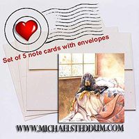 Michael Steddum Gordon on The Bed, Gordon Setter Note Card Set
