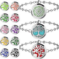 3 Pieces Essential Oil Diffuser Bracelet Aromatherapy Oil Bracelets Adjustable Stainless Steel Locket Bracelets with 30 Pieces Felt Pads for Girls Women Jewelry Gift