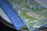 Green and Blue Paisley Reversible Cloth Napkins/Set of 8