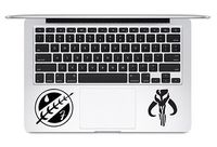 Boba Fett's Chest Amor Mandalorian Symbol And Boba Fett's Mandalorian Skull Symbol Star Wars Trackpad Apple Macbook Laptop Decal Vinyl Sticker Apple Mac Air Pro Sticker