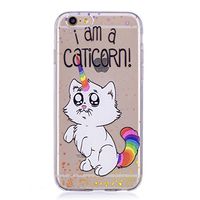 Cfrau Clear Case with Black Stylus Compatible with iPhone 6 Plus/6S Plus,Women Girls Colorful Print Ultra Thin Shock Absorption Bumper Soft TPU Rubber Flexible Silicone Case,Rainbow Cat