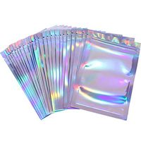 100 Pieces Resealable Smell Proof Bags Foil Pouch Bag Flat Ziplock Bag for Party Favor Food Storage (Holographic Color, 2 x 3 Inches)