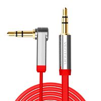Vention 3.5mm Auxiliary Audio Cable 90 Degree Right Angle Jack to Jack Gold Plated Compatible for Smartphones,Tablets,Samsung,iPhone,iPad,Speakers,Headphones,Cars (6Ft/2m, Red)