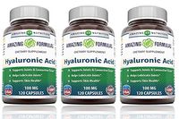 Amazing Formulas Hyaluronic Acid 100 mg Capsules (Non-GMO,Gluten Free) - Support Healthy Connective Tissue and Joints - Promote Youthful Healthy Skin (120 Count (Pack of 3))