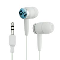 Paw Prints Artsy Blue Novelty in-Ear Earbud Headphones - White
