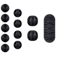 Multipurpose Black Cable Clips Viaky Cord Management System, for Organizing Cable Cords Home and Office, Self Adhesive Cord Holders Desk Cable Organizer