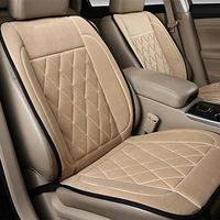 LPY-Auto Seat Warmer with Lumber Support, 12-Volt Heating Pad - Heated Cushion Cover Ice Cold Winter Weather Protector, Beige
