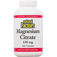 Natural Factors, Magnesium Citrate 150 mg, Supports Healthy Heart  and Muscle Function, 360 capsules (360 servings)