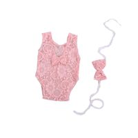 Baby Girl Photography Props Infant Cute Newborn Vest Lace Romper Bodysuit Pictures Clothing Monthly Photo Shoot Outfits (1 Baby Photography Vest Pink)