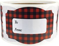 Red Buffalo Plaid Christmas Gift Tags Holiday Present Stickers 2 x 3 Inch 100 Total Labels