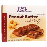 HealthSmart - High Protein Diet Bar - Smooth Peanut Butter & Jelly - 12g Protein - Low Calorie - Gluten Free (7/Box)