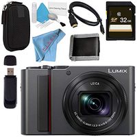 Panasonic Lumix DC-ZS200 DC-ZS200S Digital Camera (Silver) + 32GB SDHC Card + Small Carrying Case + Deluxe Cleaning Kit + Micro HDMI Cable + Memory Card Wallet + Card Reader + Fibercloth Bundle