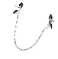 Adjustable Stainless Steel Faux Jewelry Screw Clip on Body Piercing Rings Nipplé Clamps with Metal Chain