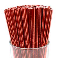 Just Artifacts 100pcs Premium Biodegradable Solid Paper Straws (Solid, Metallic Red)