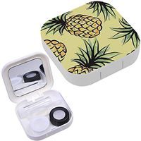 Portable Contact Lens Case Box Travel Kit Mirror + Bottle + Tweezers Container Holder [ Pineapple Tropical Jungle ]