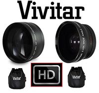 HI-DEF 2-PC PRO TELEPHOTO & WIDE ANGLE LENS SET FOR CANON POWERSHOT SX60 SX50 HS (Adapter Included)
