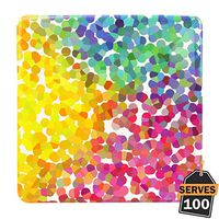 Pack of 100 Disposable Point Dots Design Colorful Paper Plates, Square 7", Everyday Party Supplies for Appetizer, Lunch, Dinner, or Dessert