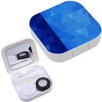 Portable Contact Lens Case Box Travel Kit Mirror + Bottle + Tweezers Container Holder [ Light Blue Triangular ]