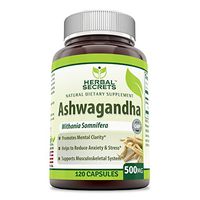 Herbal Secrets Ashwagandha Extract 500 Mg 120 Capsules (Non-GMO) -Reduces Stress & Anxiety -Improve Thyroid Function -Natural Energy Boost