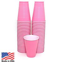 Amcrate Pink Colored 12-Ounce Disposable Plastic Party Cups - Ideal for Weddings, Party’s, Birthdays, Dinners, Lunch’s. (Pack of 50)