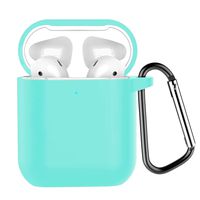 AirPods Case Cover Silicone Skin with Keychain for AirPods Case Generation 2 and 1(Thickened,Mint Green)