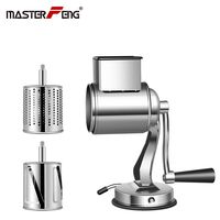 Rotary Cheese Grater, Manual Drum Grater with 2 Stainless Steel Drum Blades, Round Mandoline Drum Slicer Hand Cutter Graters for Kitchen Multi-Use