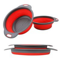 Collapsible Colander, 2 Collapsible Set, Learja Food-Grade Silicone kitchen Strainer Space-Saver Folding Strainer Colander, Sizes 8 inches - 2 Quart, and 9.5 inches - 3 quart. (red)