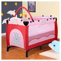 Play Yard, Foldable 4 Color Baby Crib Baby Bed Playpen Playard, Pink
