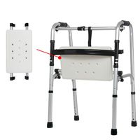 Adjustable Height Walking Frame - Lightweight Foldable Walker with Seat -for Mobility & Transport Aid - Ideal for Elderly & Handicap (Color : B)