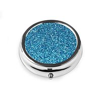 Pill Box - Lizimandu Compact 3 Compartment Medicine Case, Pill Box for Pocket or Purse (4-Pillbox-Flash Lakeblue Leather)